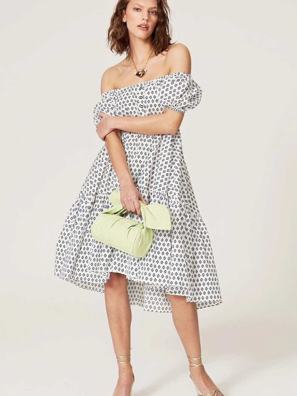 CAROLINE CONSTAS Bardot Flounce Dress retail $595